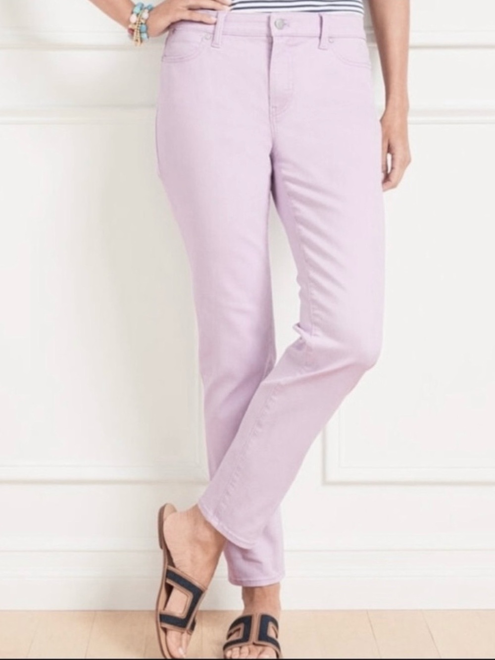 NWOT Talbots Petite Pigment Dye~Lilac Bloom Slim Ankle Jeans
